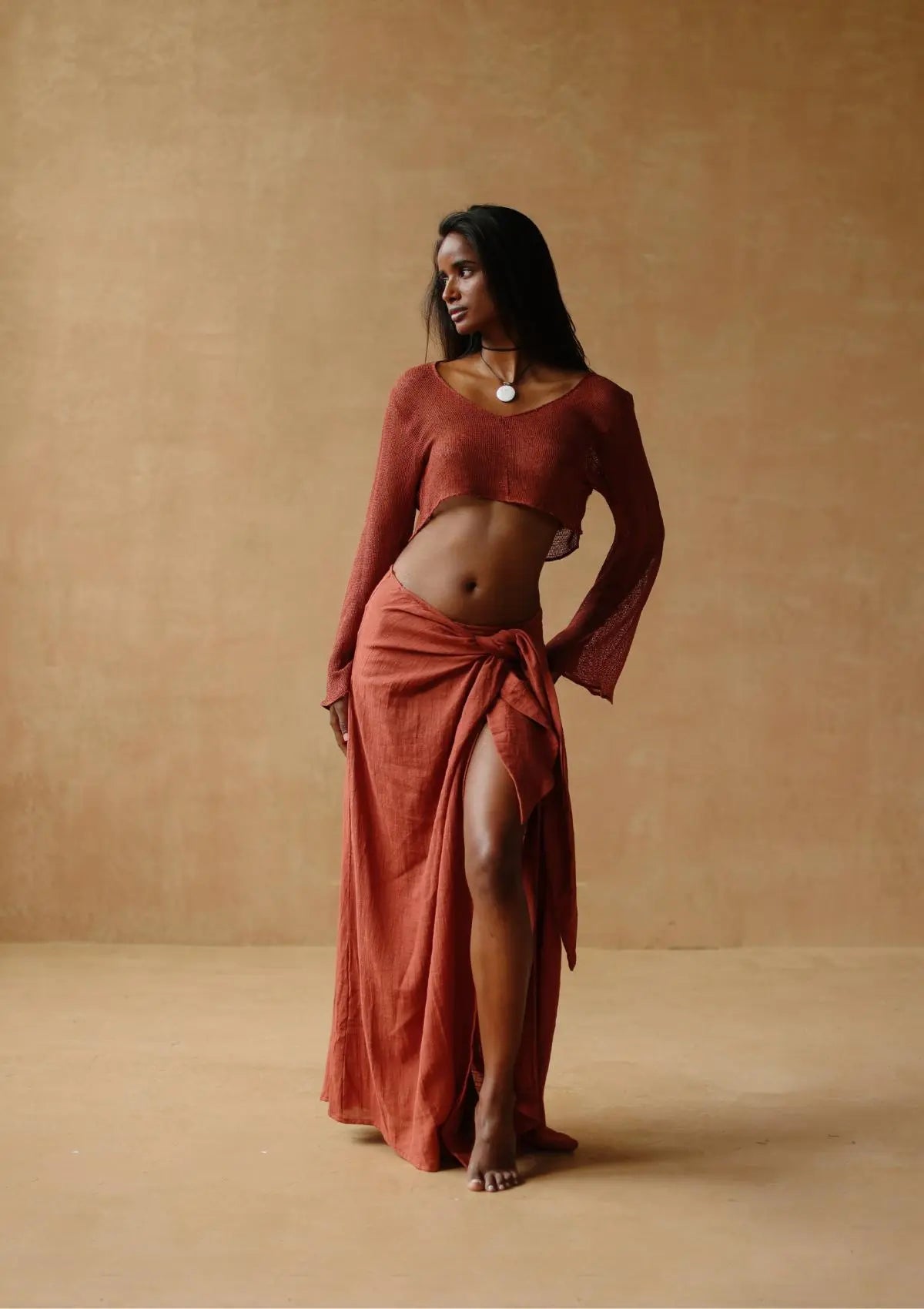 VEDA CROP TOP - BAKED CLAY