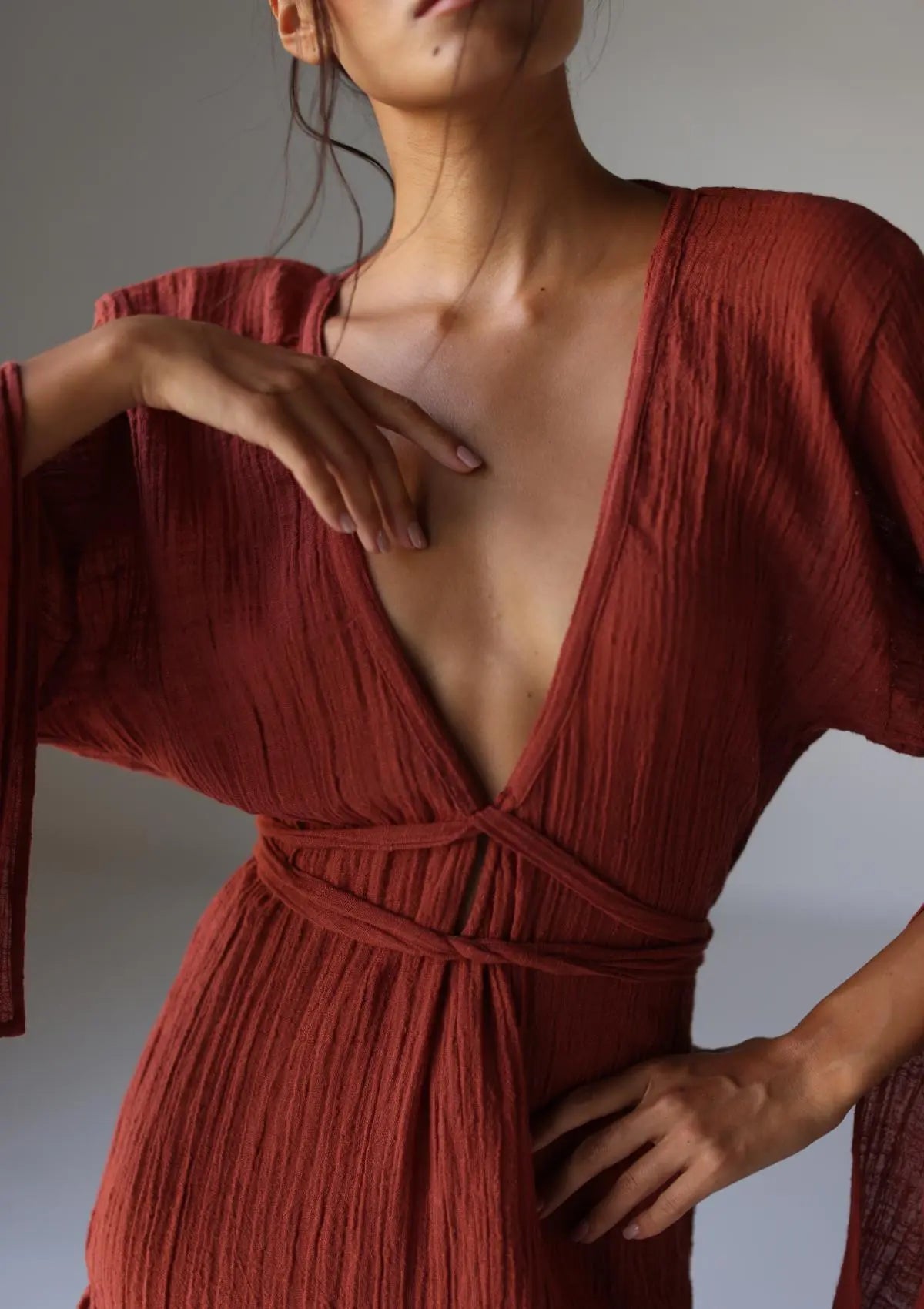 SIA KAFTAN DRESS - BAKED CLAY
