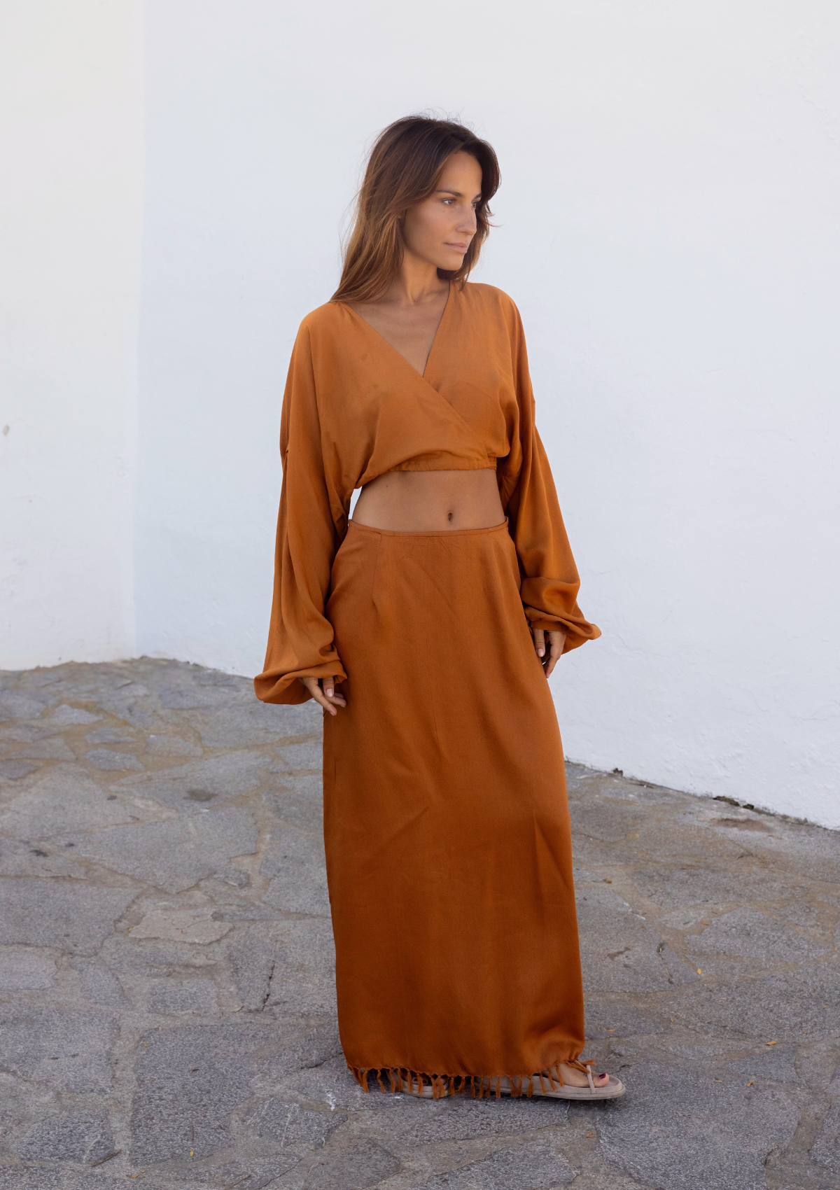 SUKI FRINGE SKIRT- GOLD FLAME