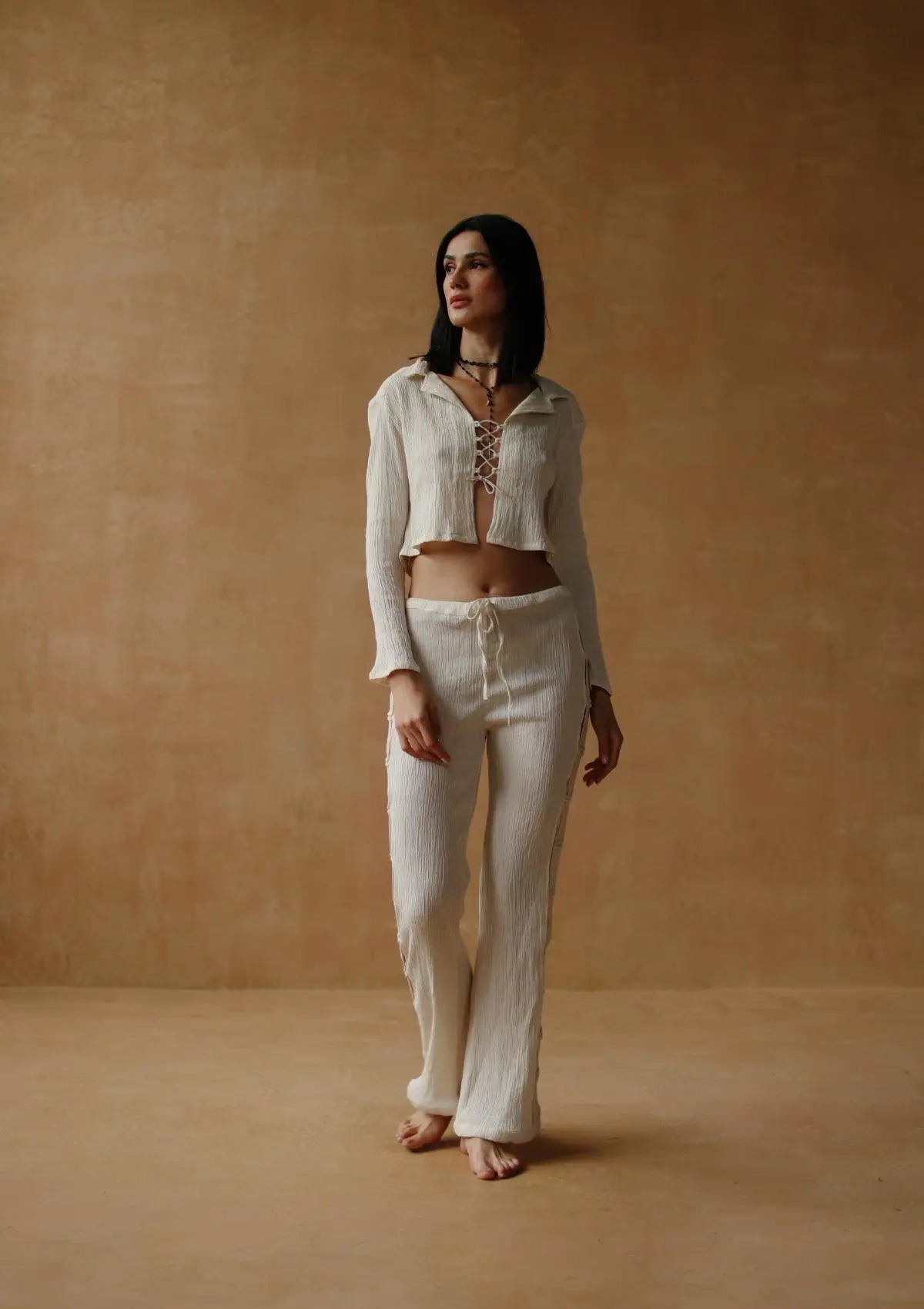 ANOKHI MACRAME TROUSERS - NATURAL Studio Tia