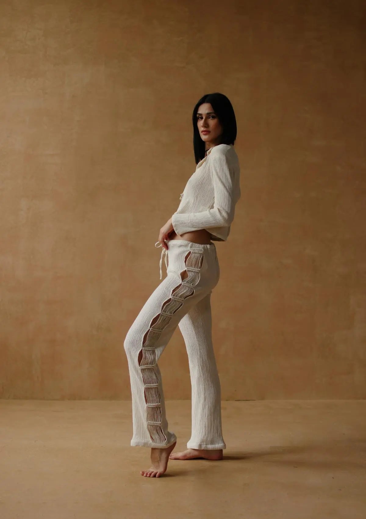 ANOKHI MACRAME TROUSERS - NATURAL