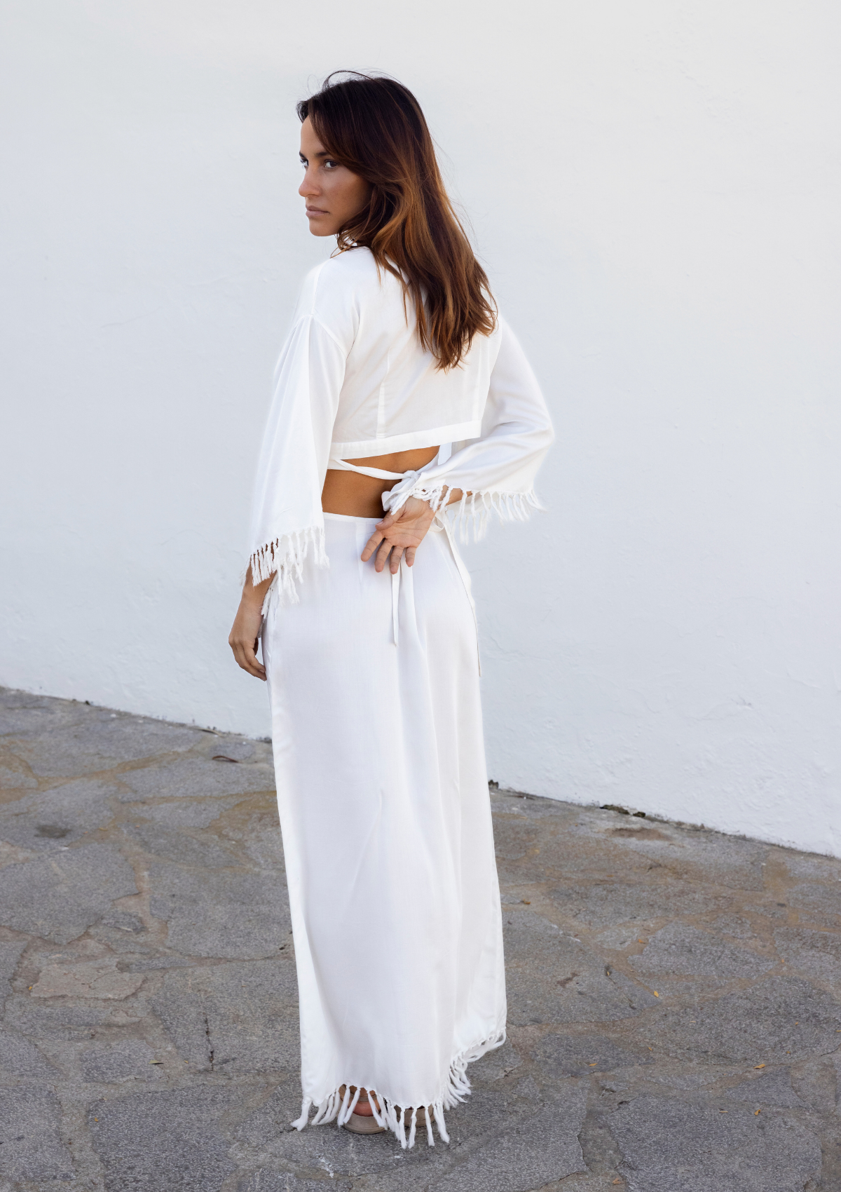 FALDA SUKI CON FLECOS - BLANCO