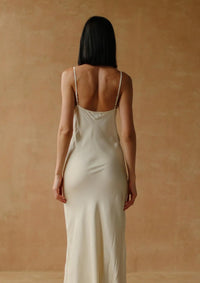 AKAIA BIAS SLIP DRESS - NATURAL
