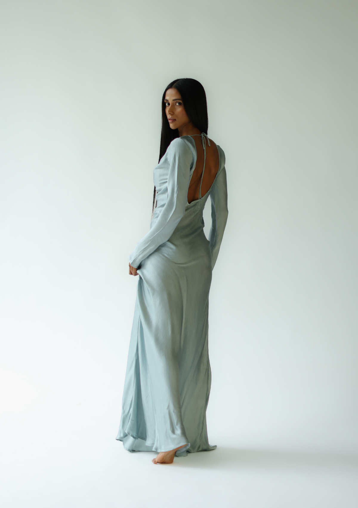 VESTIDO LARGO HARLEY - AZUL PLATA
