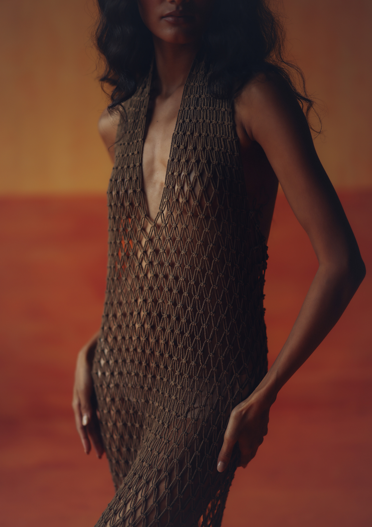 MACRAME DRESS- BUTTERNUT