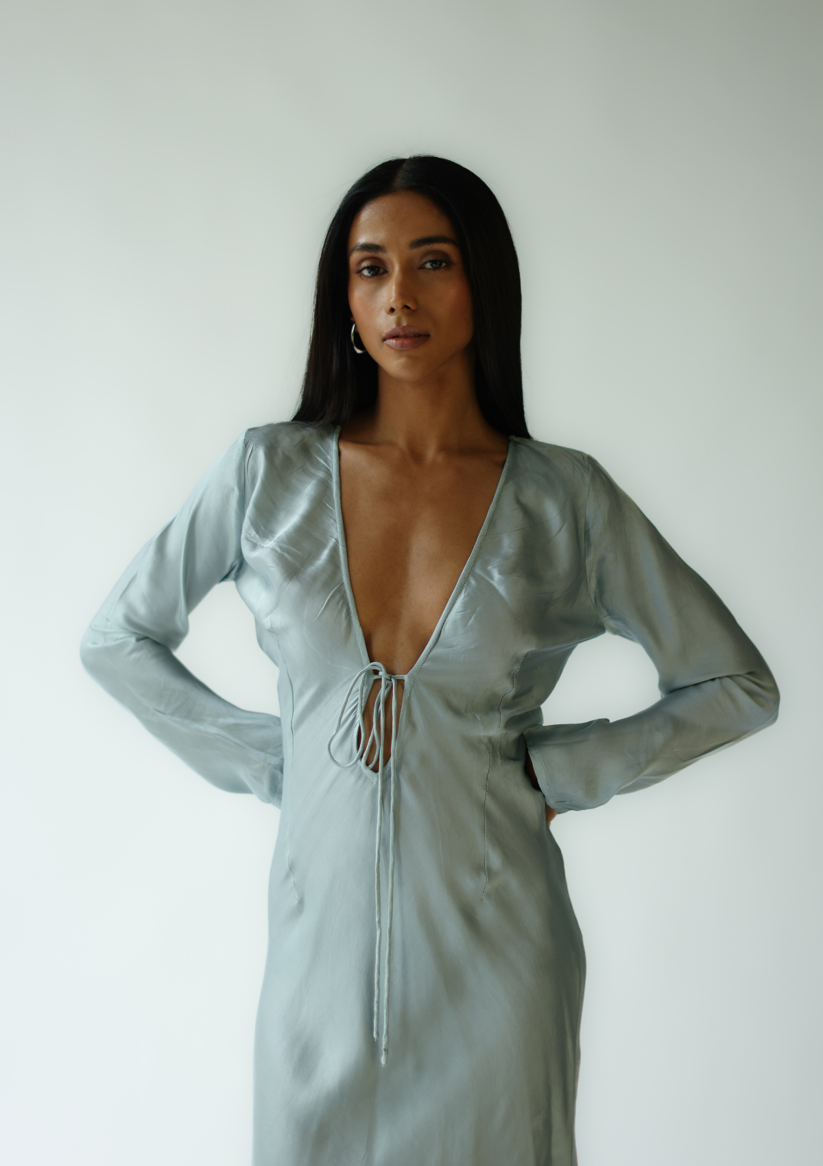VESTIDO LARGO HARLEY - AZUL PLATA