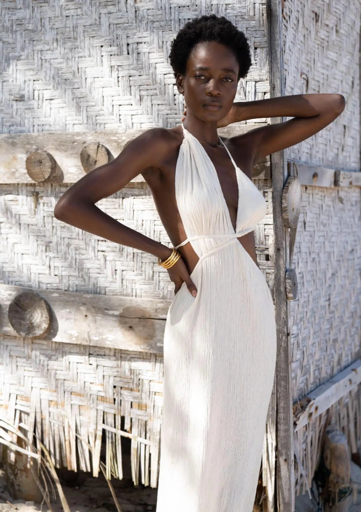 LEAH CRINKLED DRESS - NATURAL