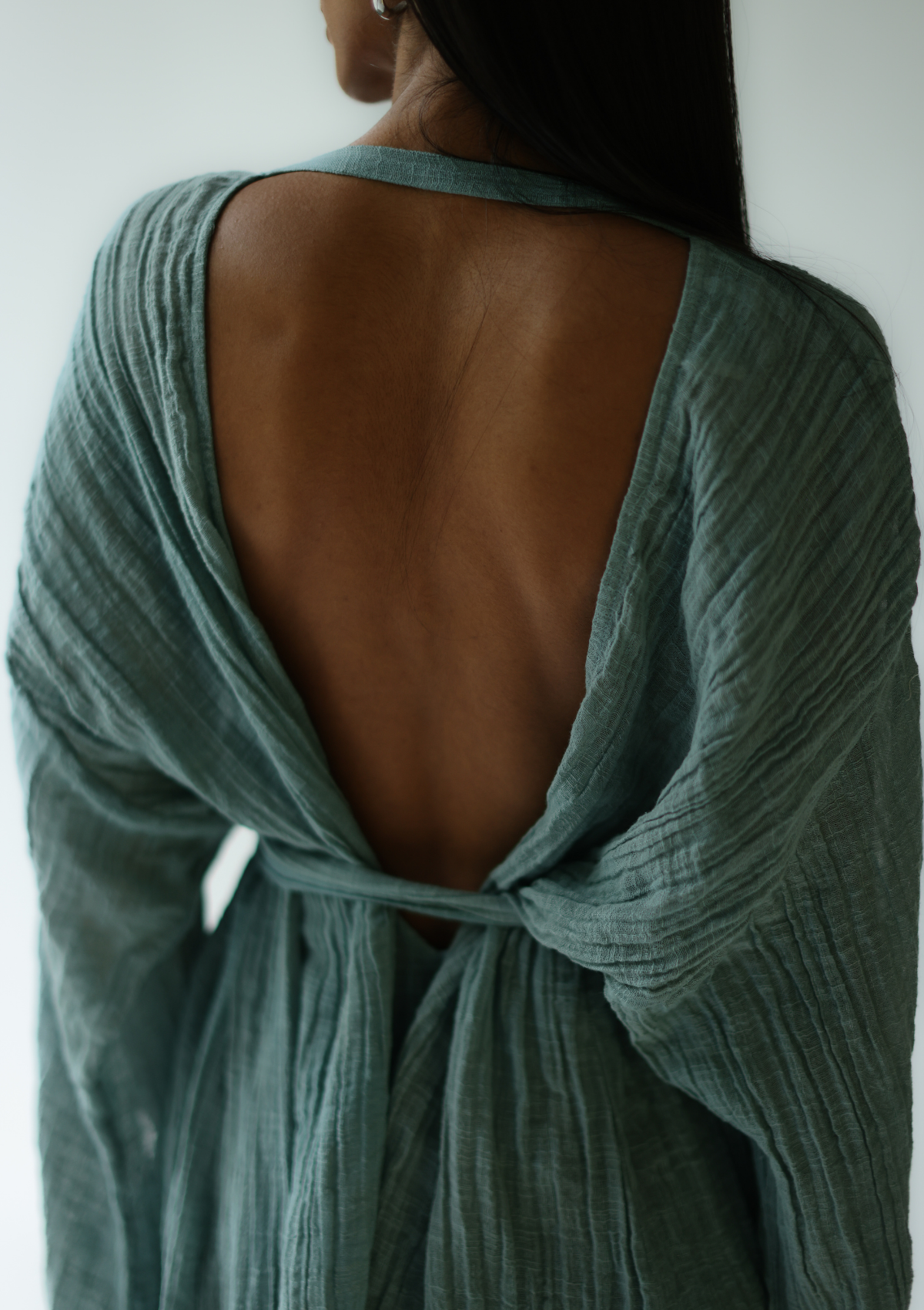 VESTIDO KAFTÁN SIA - AZUL PLATEADO