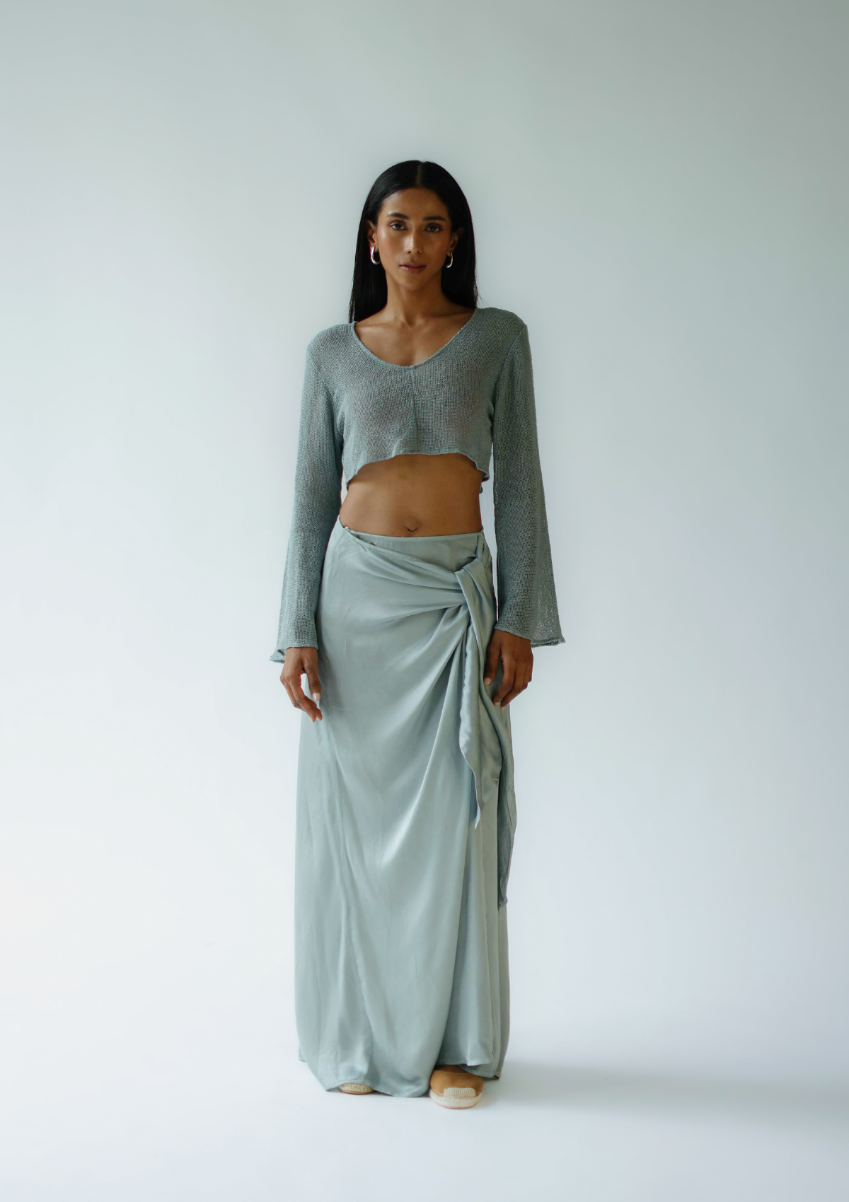 FALDA CRUZADA ALAIA - AZUL PLATA