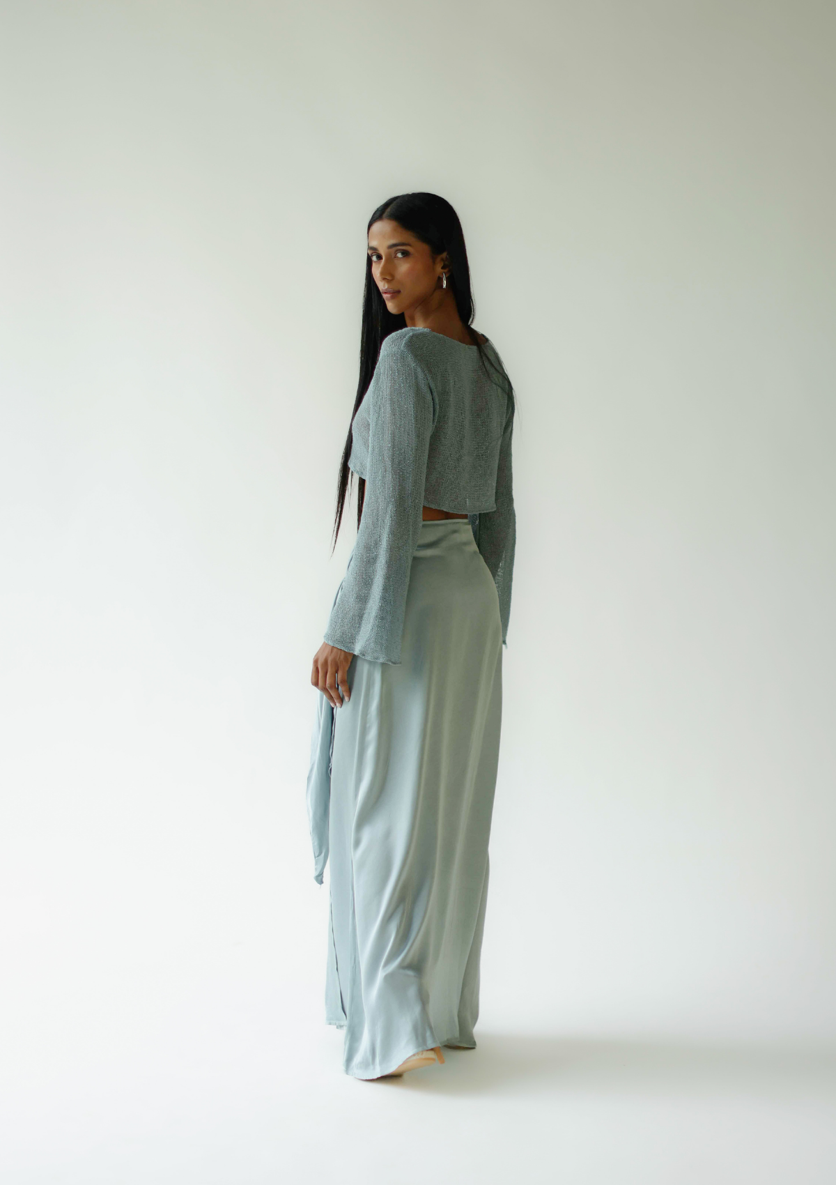FALDA CRUZADA ALAIA - AZUL PLATA