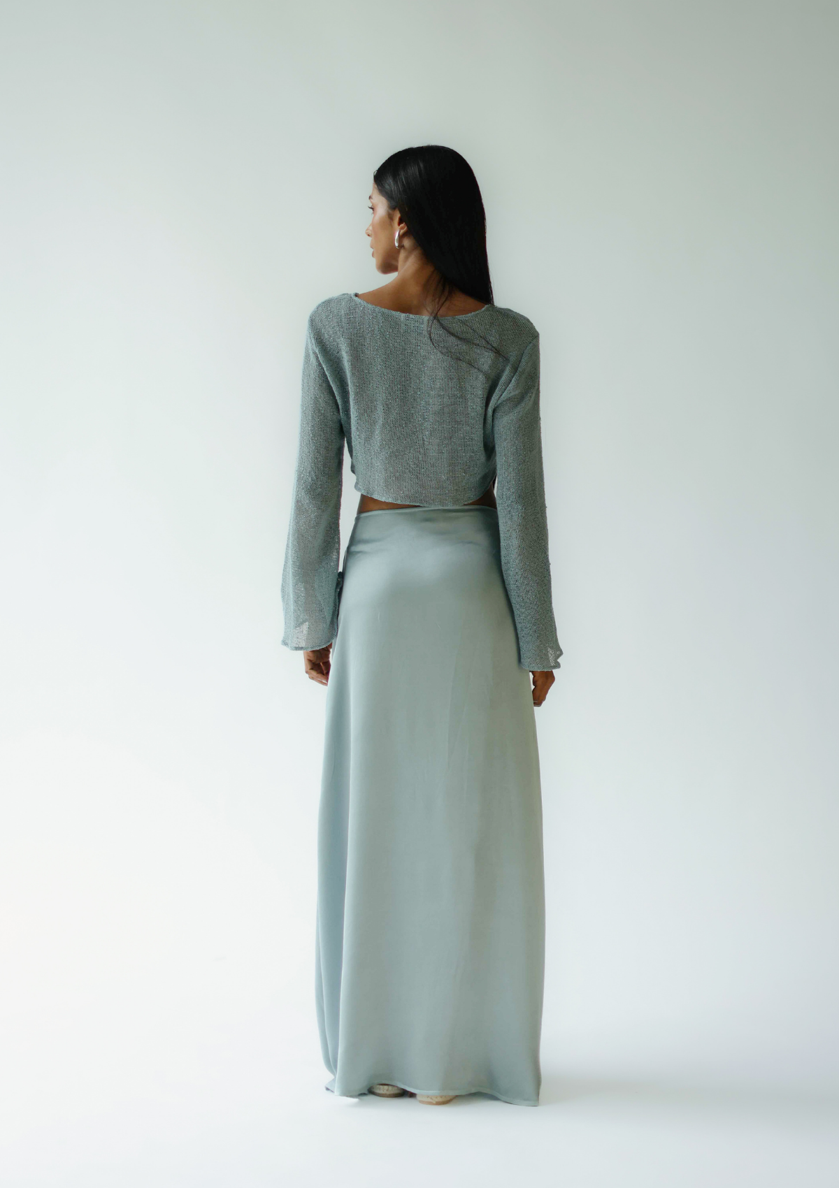FALDA CRUZADA ALAIA - AZUL PLATA