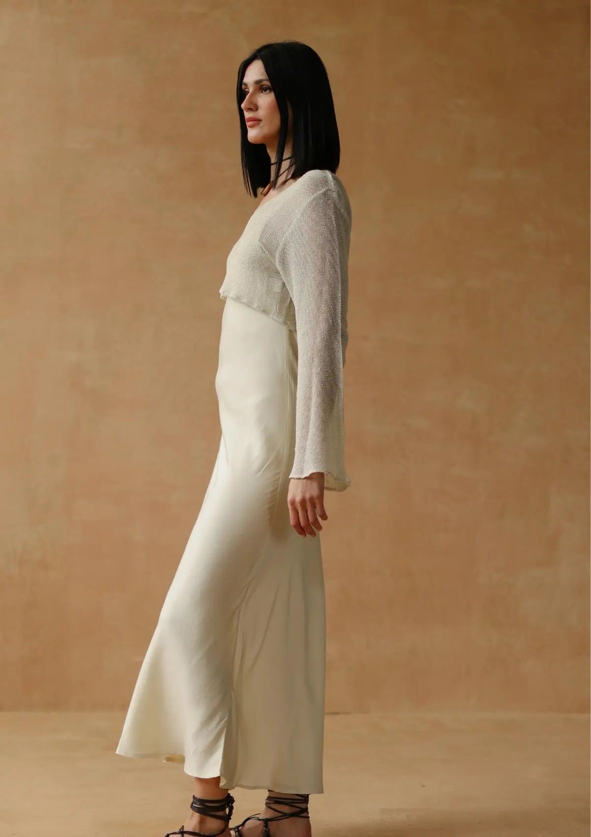 AKAIA BIAS SLIP DRESS - NATUR