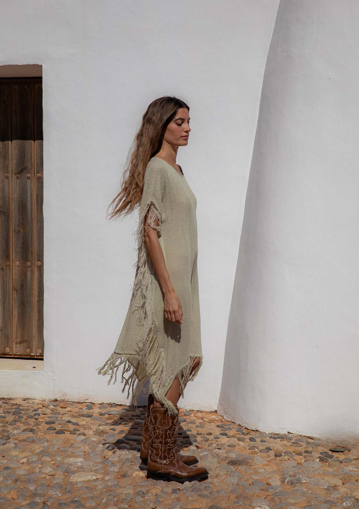 AURA KAFTAN DRESS- BONE WHITE