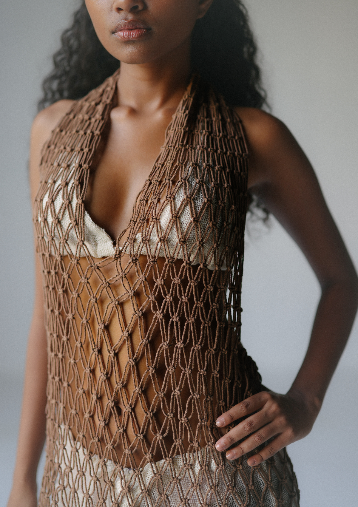 MACRAME DRESS- BUTTERNUT