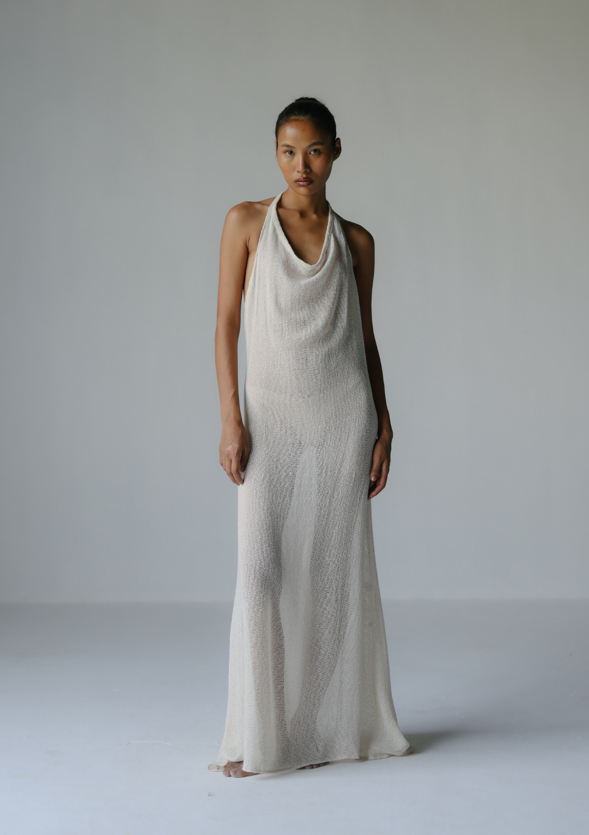 MARA HALTER DRESS- NATURAL