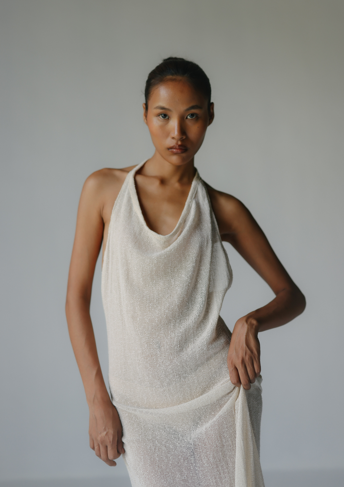 MARA HALTER DRESS- NATURAL