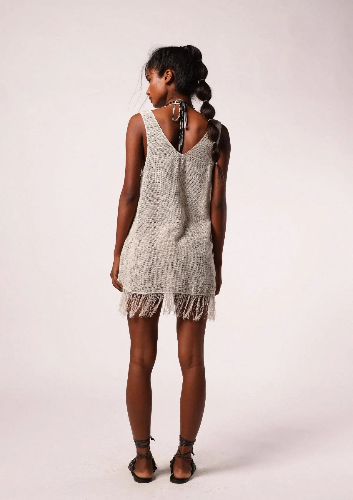 AISHA MINI DRESS - FEATHER GRAY