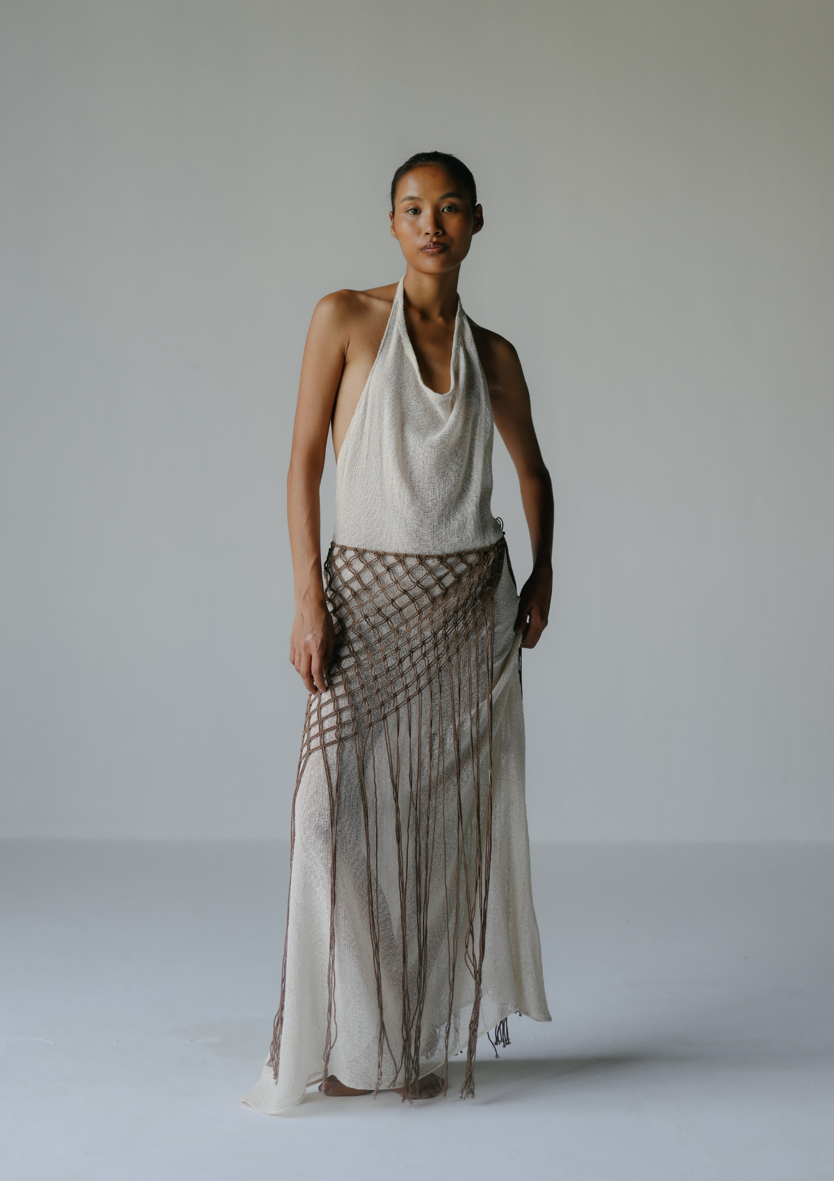 MARA HALTER DRESS- NATURAL