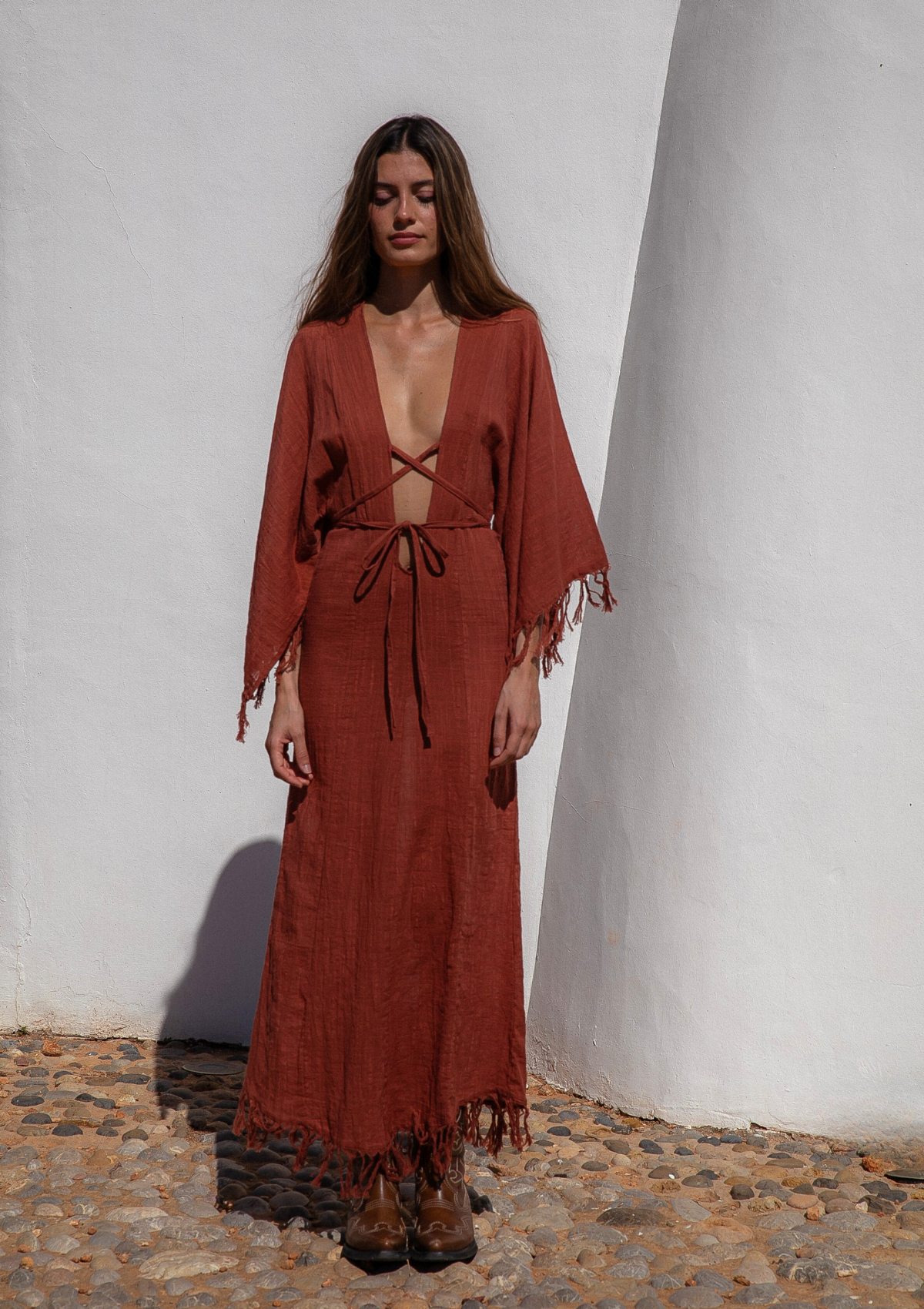 VESTIDO ELARA- ARCILLA COCIDA