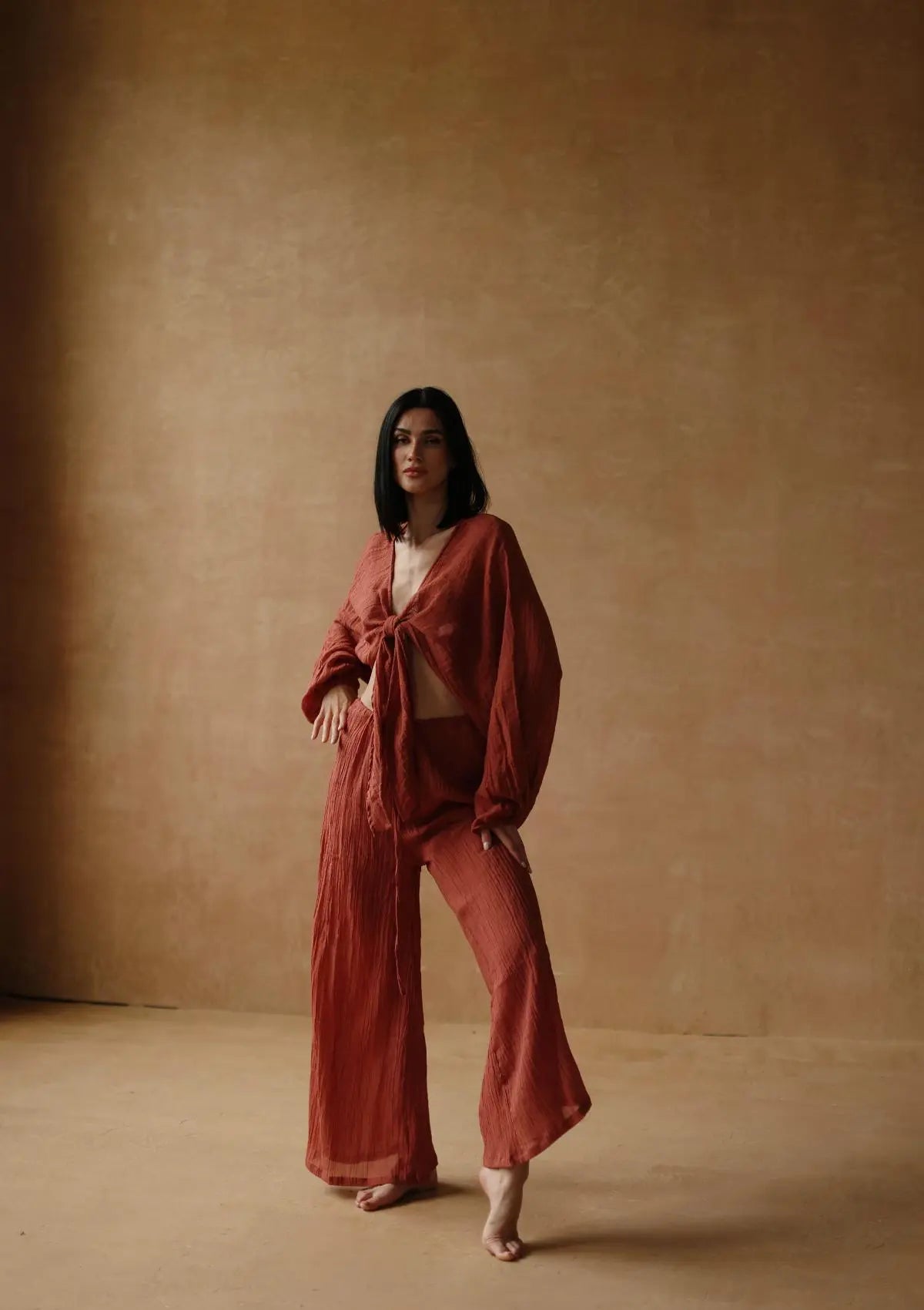 CHIARA TROUSERS- BAKED CLAY