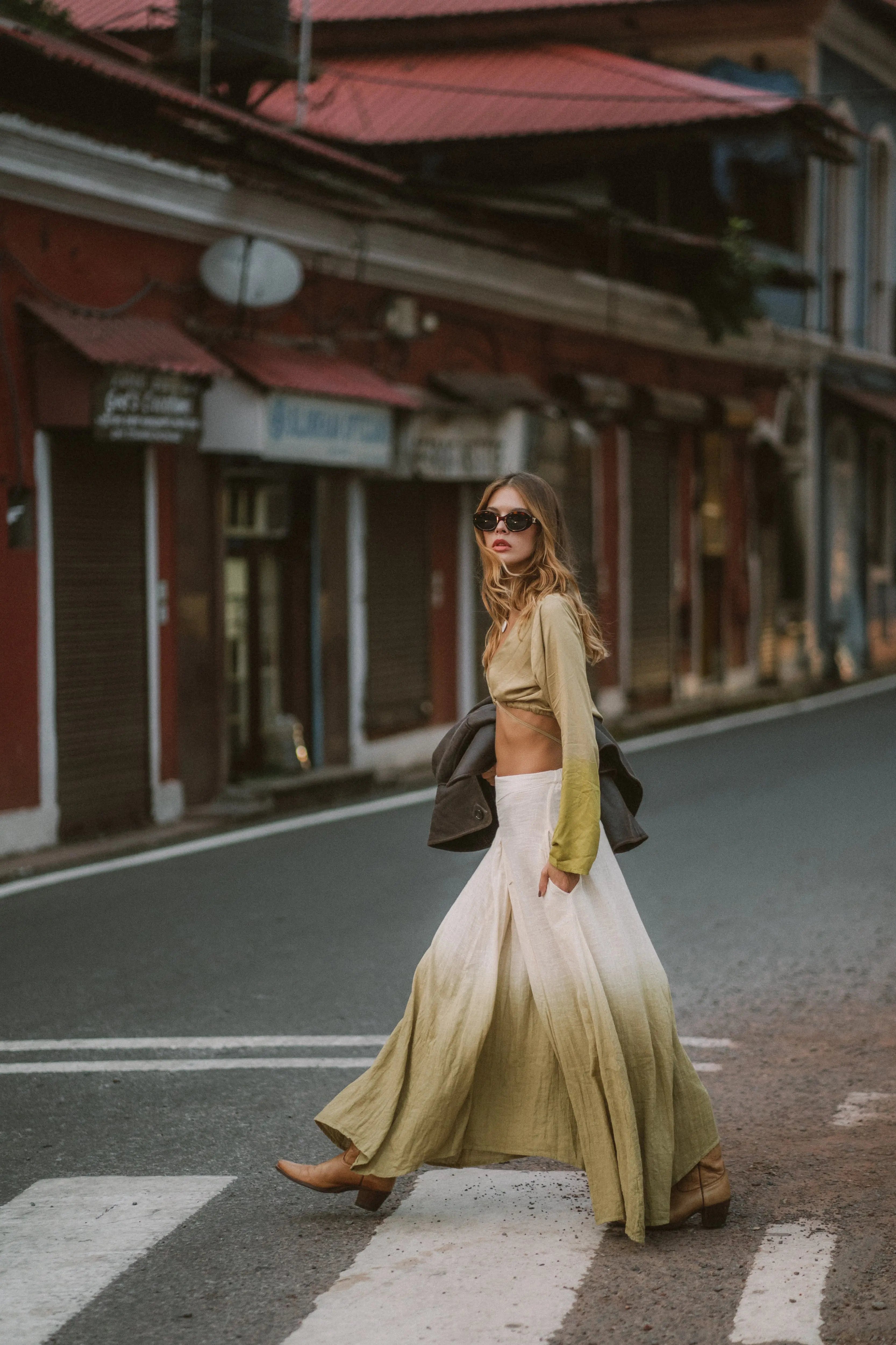 BLOOM MAXI SKIRT - UNDYED WITH CURRY OMBRE - Studio Tia