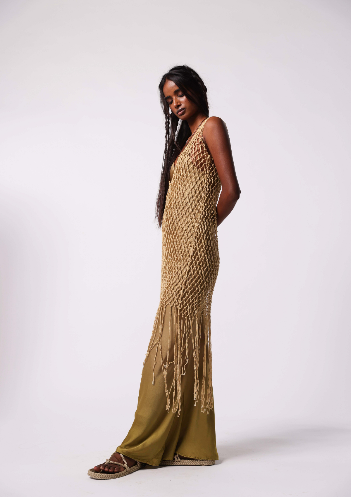 JESSA MACRAME DRESS - OLIVE OIL