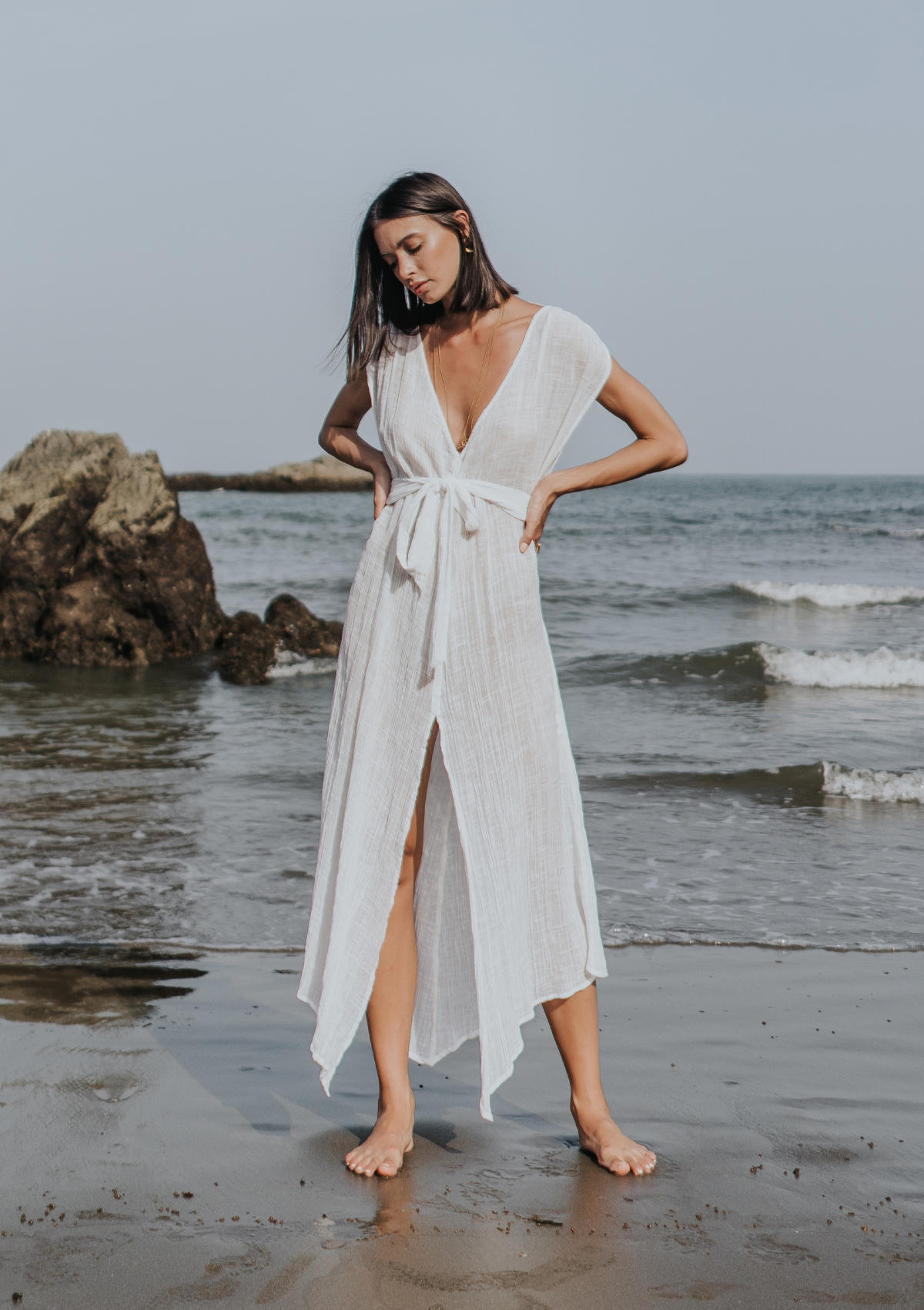 Open V neck and back summer maxi kaftan in lion Tie Dye, soft textured  crinkled cotton