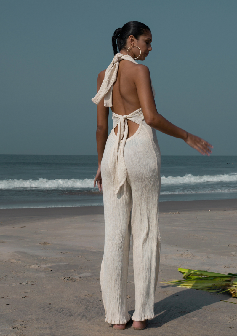 RAY HALTER JUMPSUIT - NATURAL