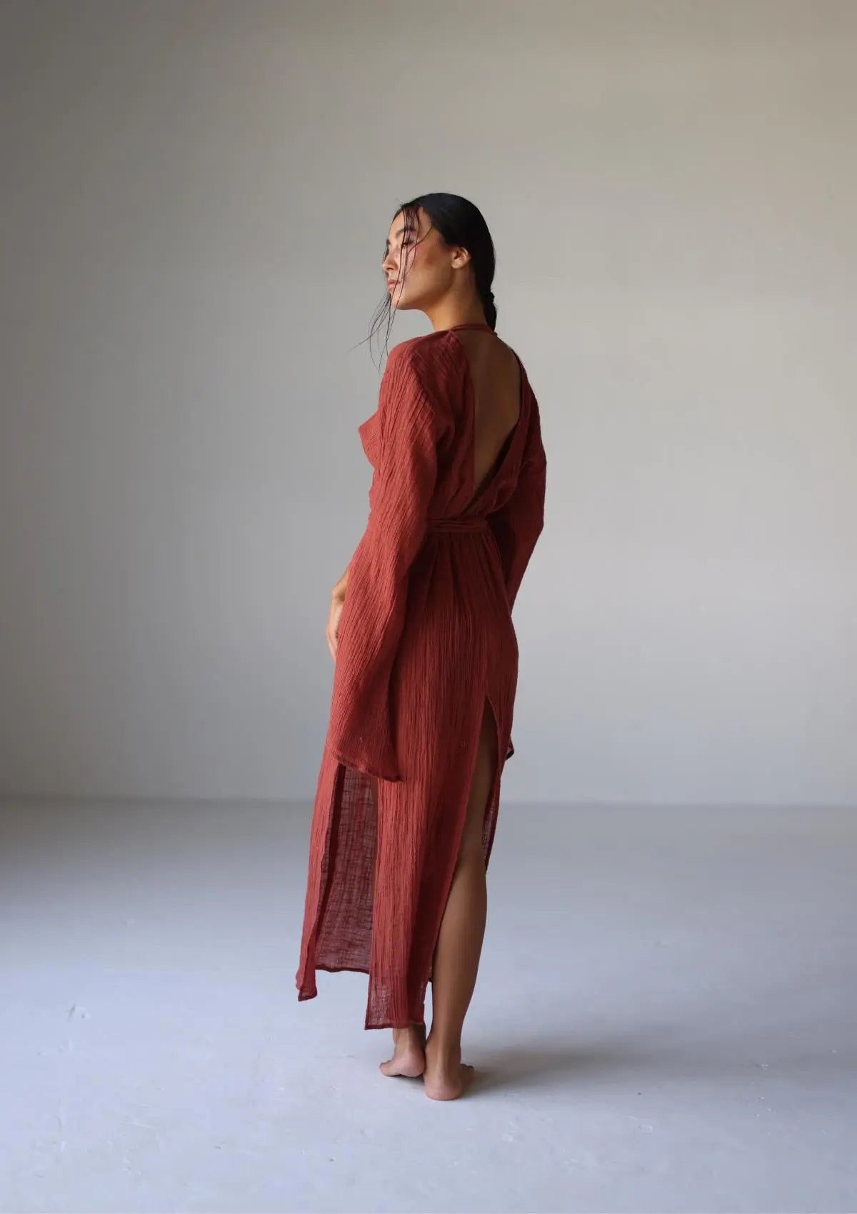 SIA KAFTAN DRESS - BAKED CLAY