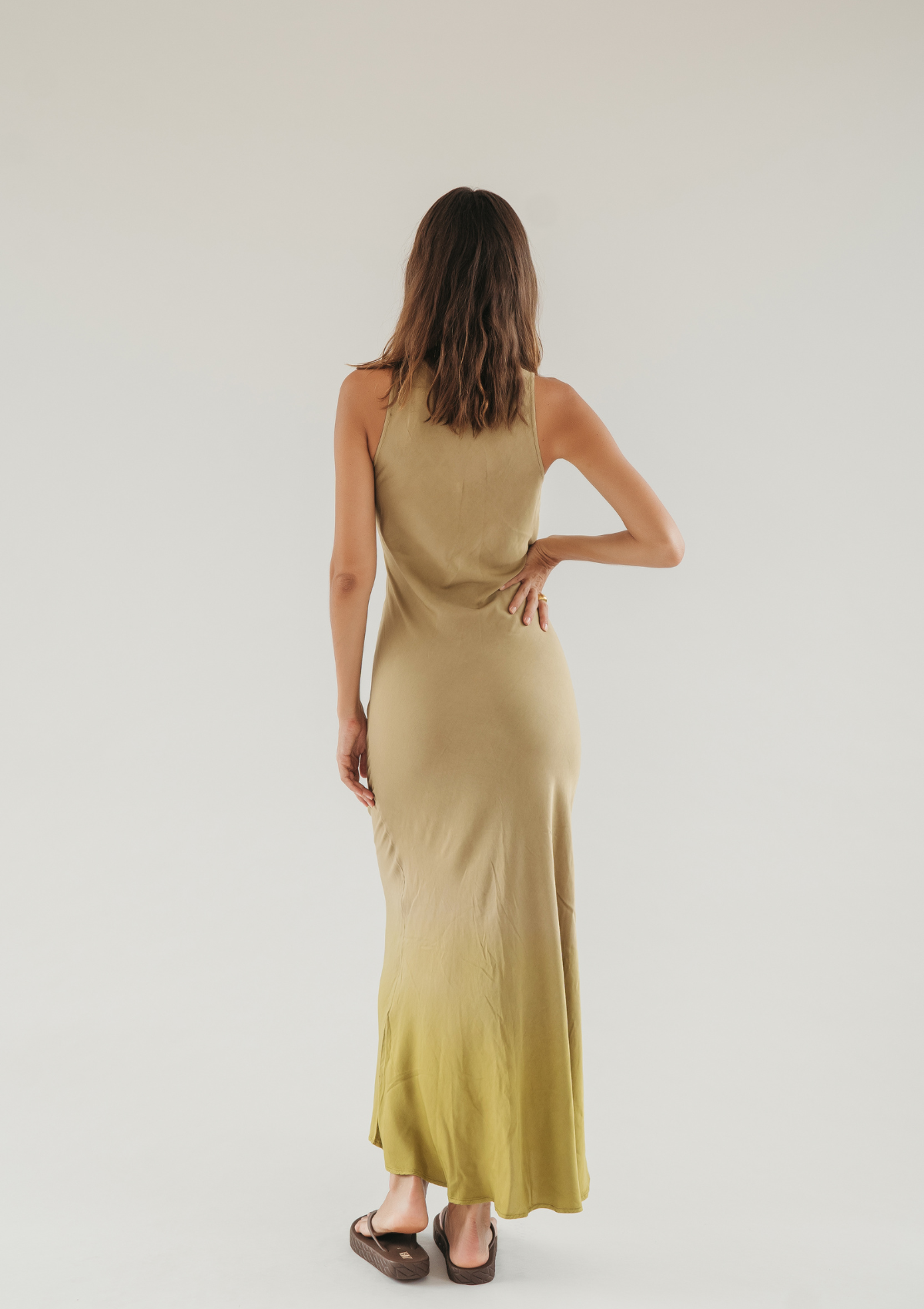 DELLA BIAS MAXI DRESS - CURRY/ OLIVE OIL