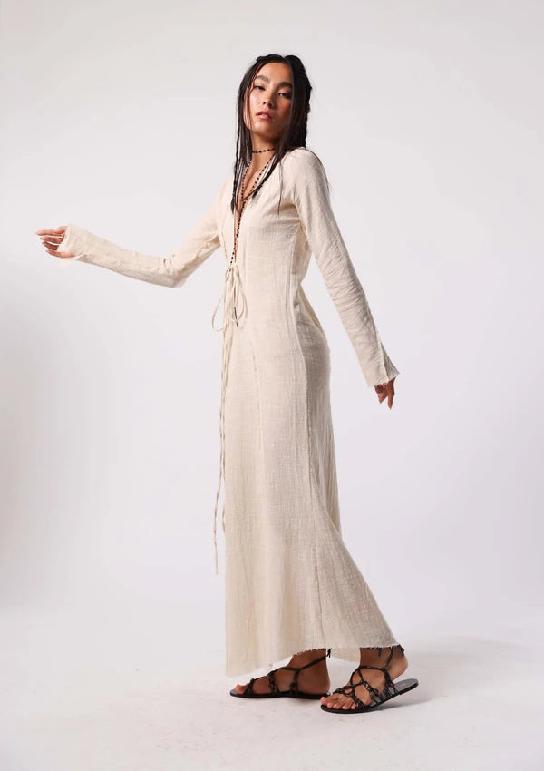 HAVEN RAW EDGE DRESS - KORA UNDYED