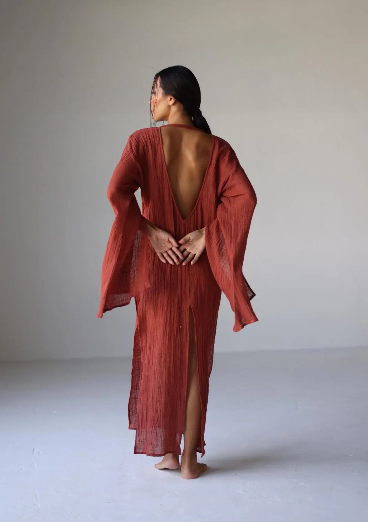 SIA KAFTAN DRESS - BAKED CLAY