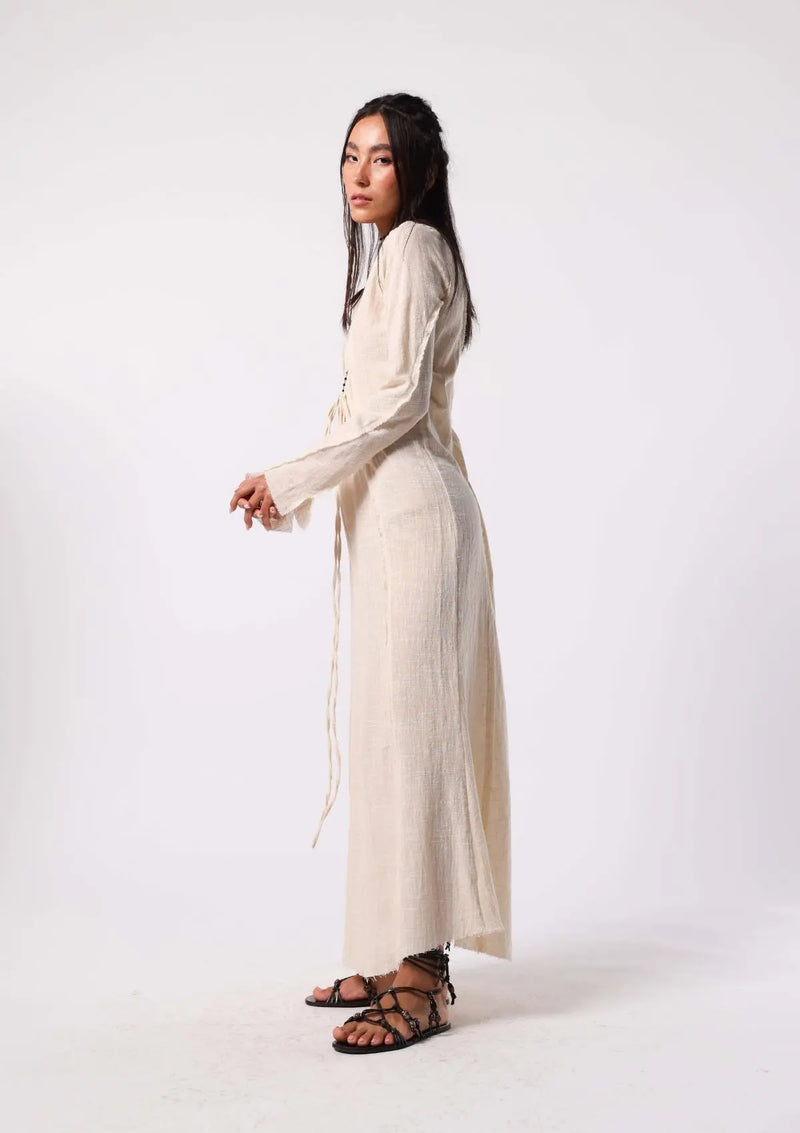 HAVEN RAW EDGE DRESS - KORA UNDYED