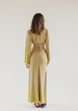 ADELE MAXI SKIRT - CURRY & OLIVE OIL OMBRE