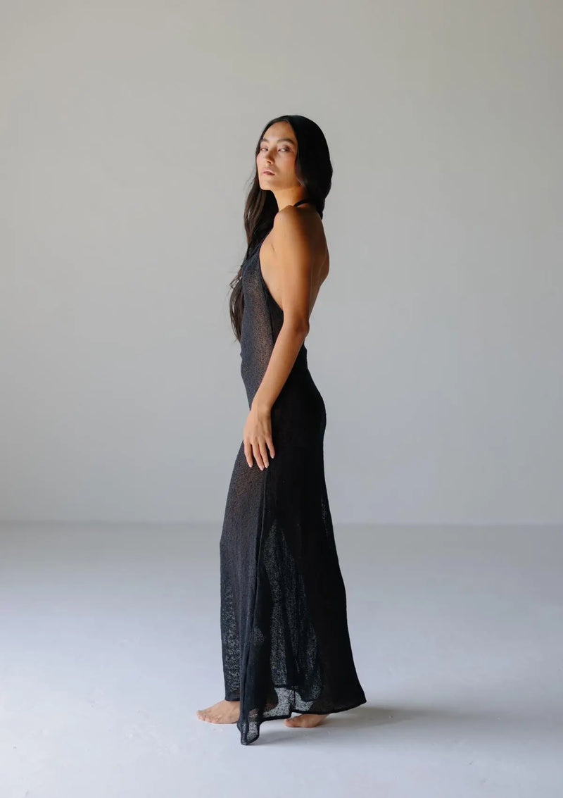 MARA HALTER  DRESS- BLACK