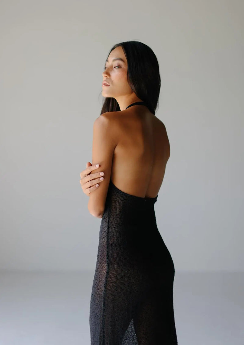 MARA HALTER  DRESS- BLACK