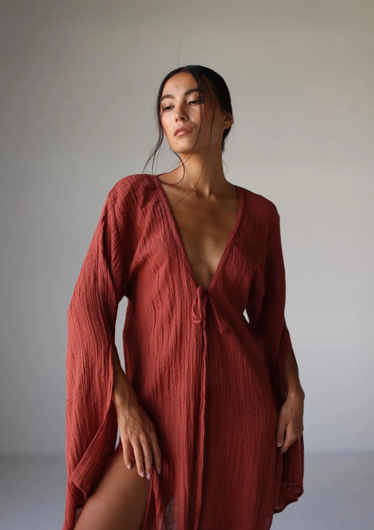 SIA KAFTAN DRESS - BAKED CLAY