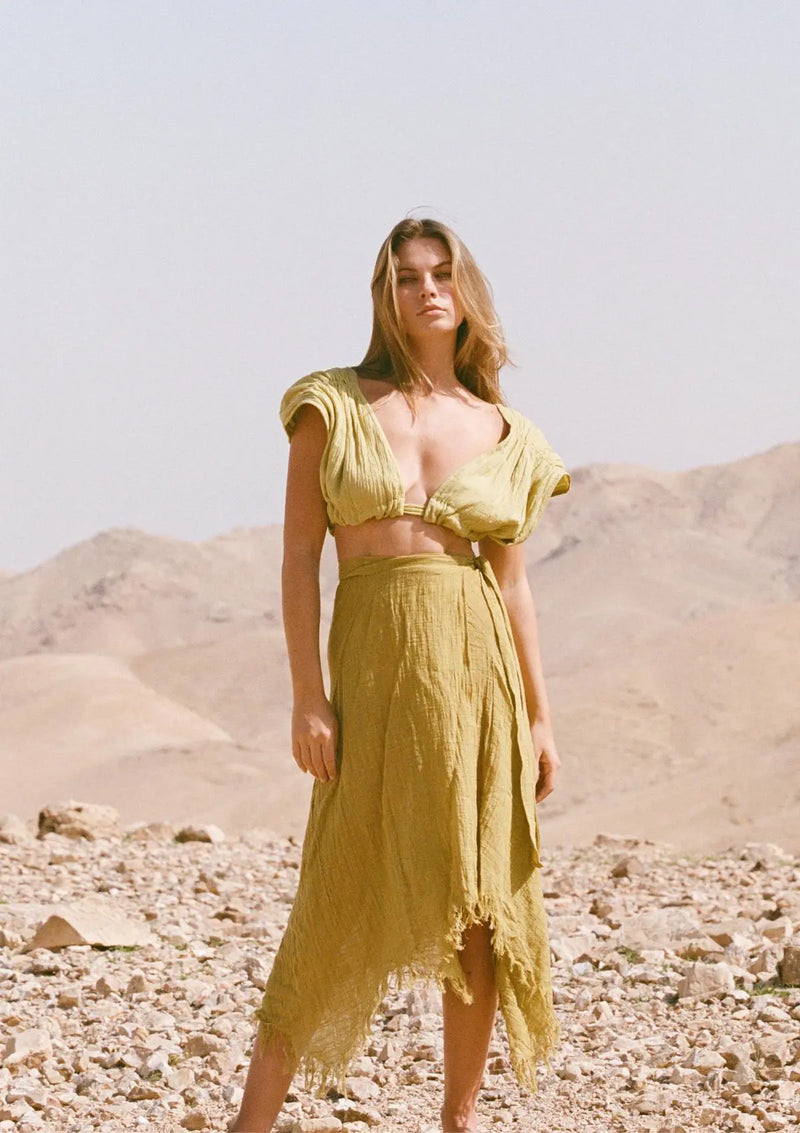 EMBER SARONG SKIRT - OLIVE OIL