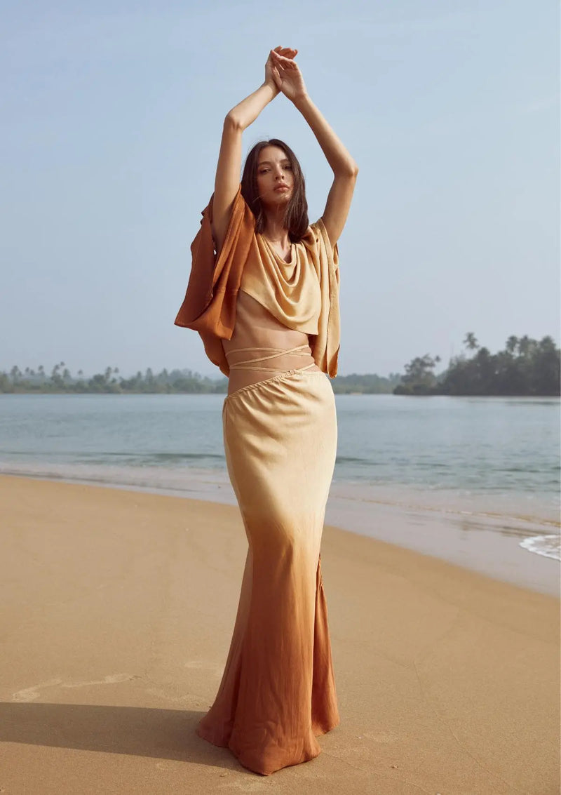 YARA MAXI SKIRT - INCA GOLD OMBRE