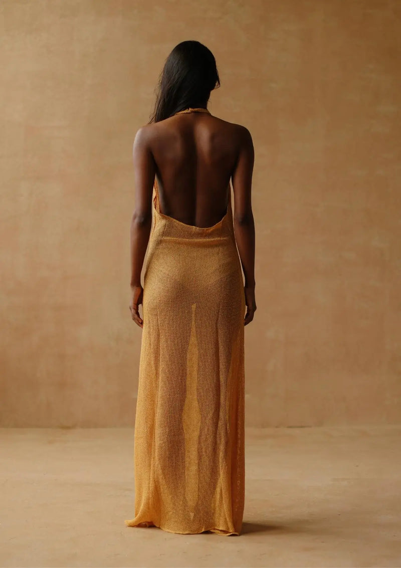 MARA HALTER  DRESS- GOLDEN APRICOT