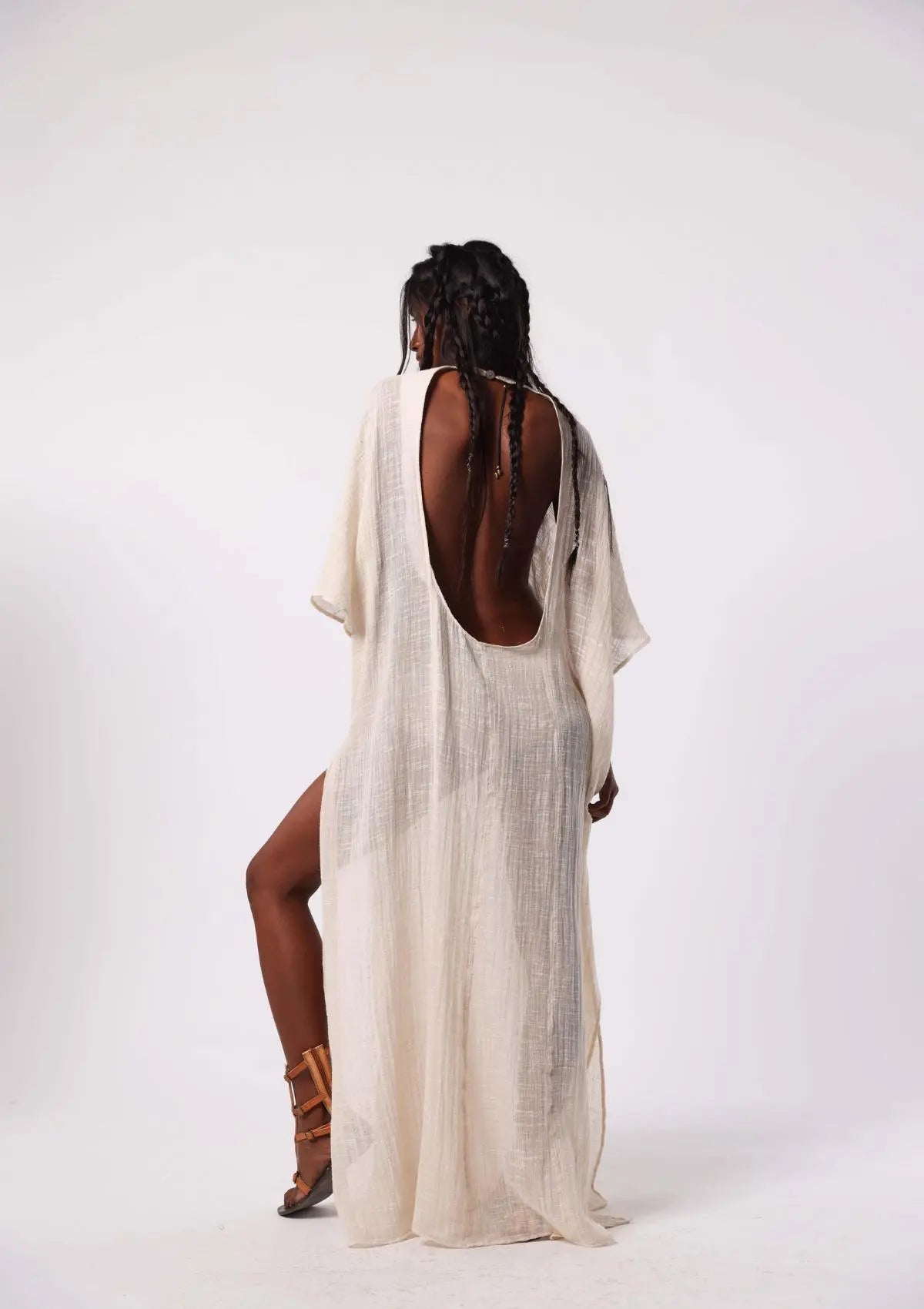 TADO24SS-001　RIYA CAFTAN DRESS T A D O | _ TADO 2024 RIYA CAFTAN DRESS - BLACK x NATURAL