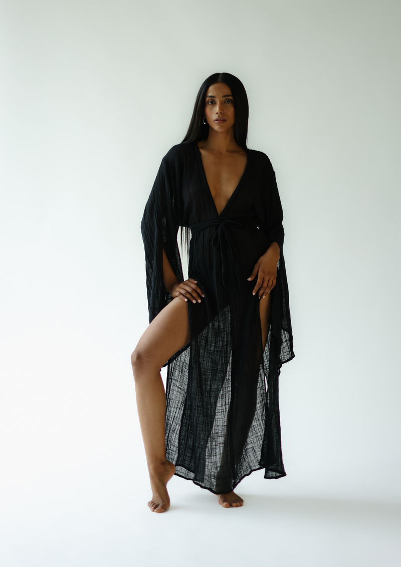 SIA KAFTAN DRESS - BLACK