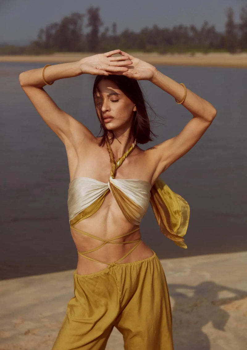 SITA SILK SARONG - OLIVE OIL OMBRE