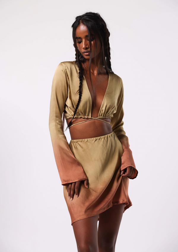 WREN MINI SKIRT - CURRY/ PUMPKIN OMBRE