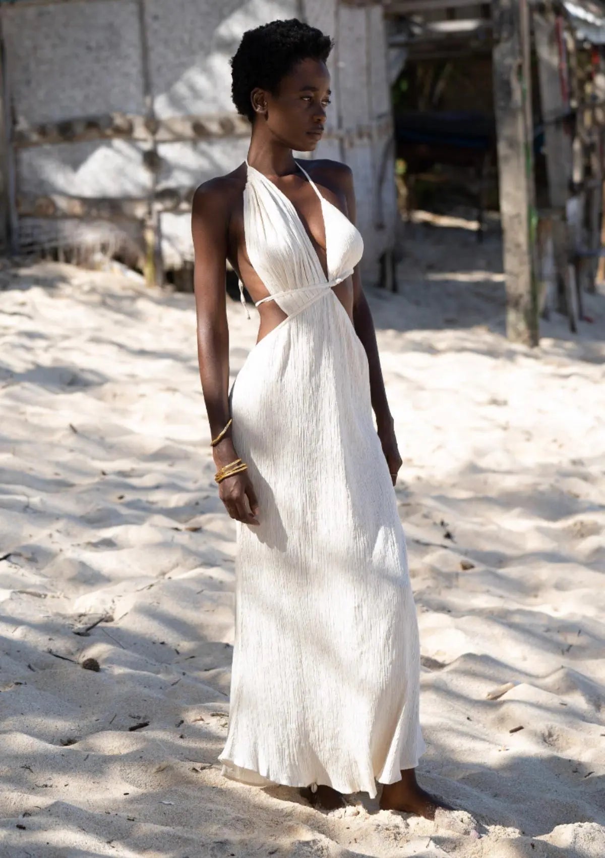 LEAH CRINKLED DRESS - NATURAL
