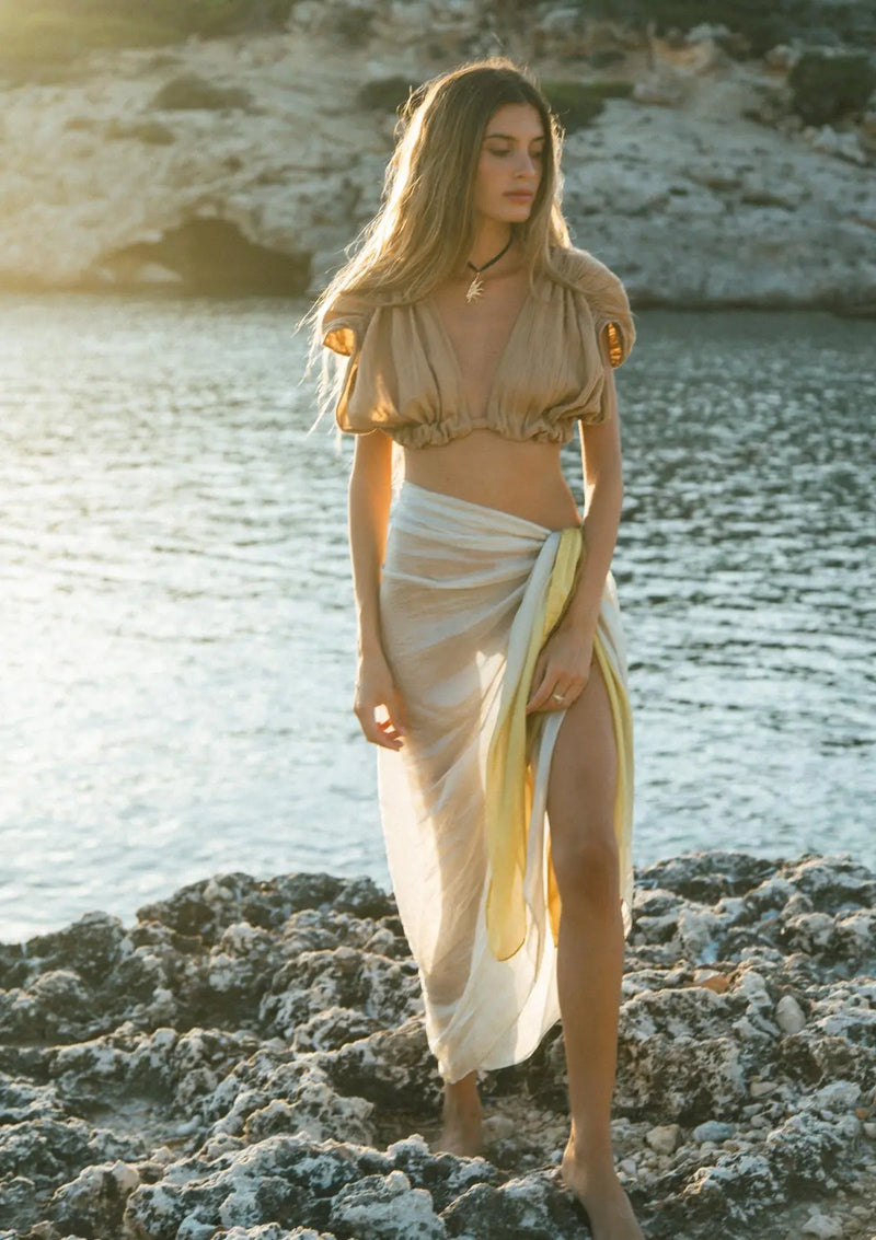 SITA SILK SARONG - OLIVE OIL OMBRE