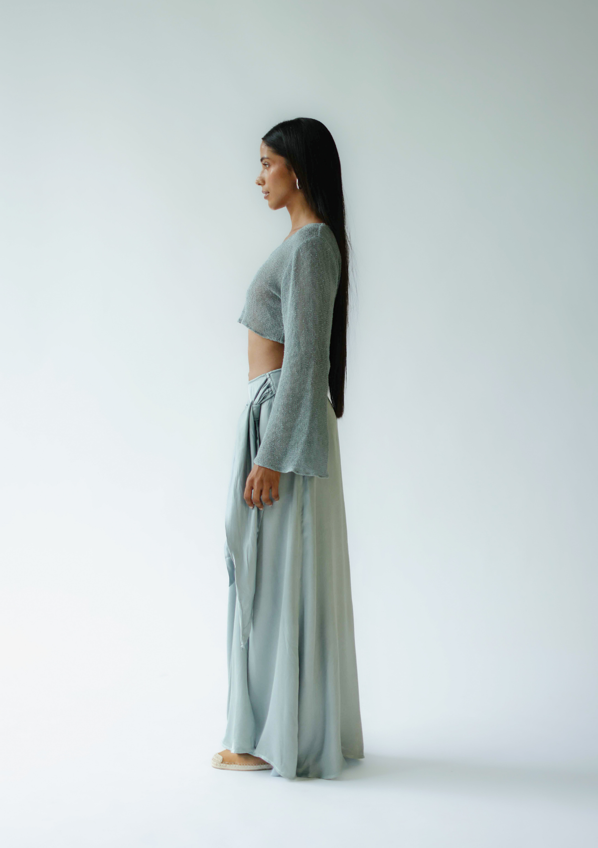 FALDA CRUZADA ALAIA - AZUL PLATA