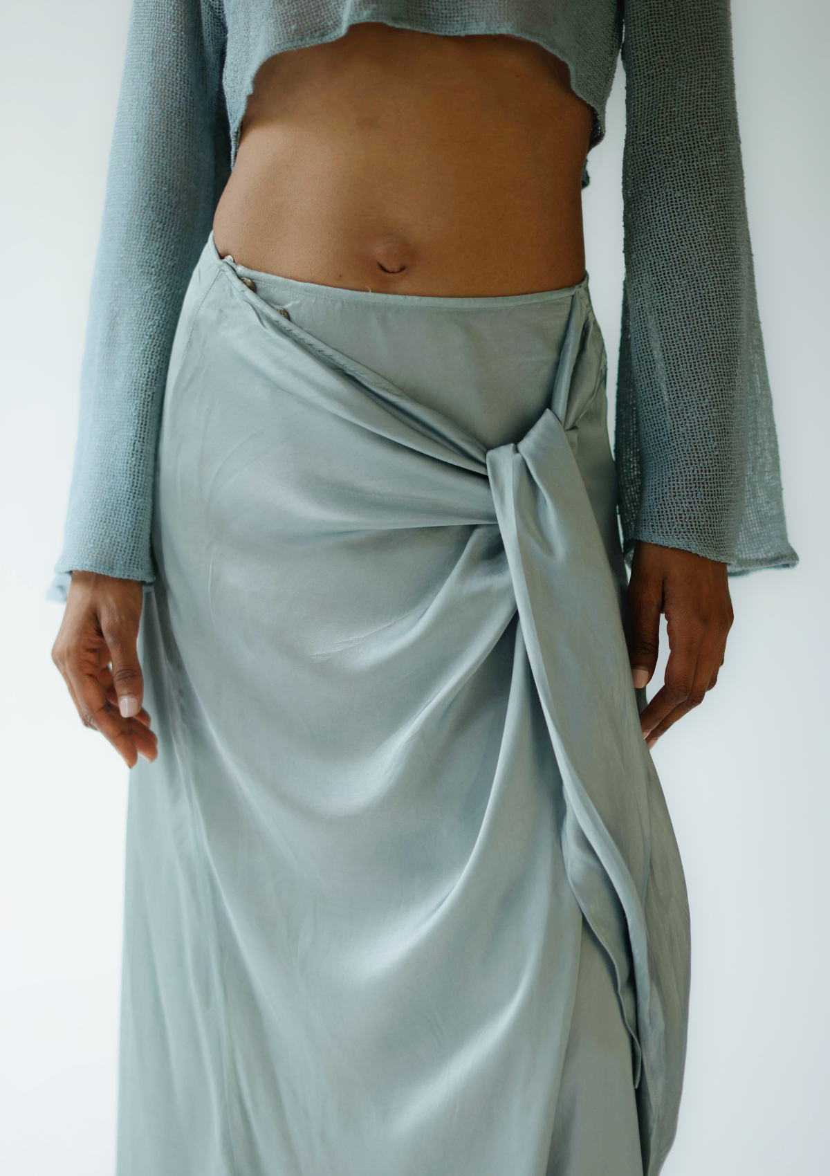 FALDA CRUZADA ALAIA - AZUL PLATA
