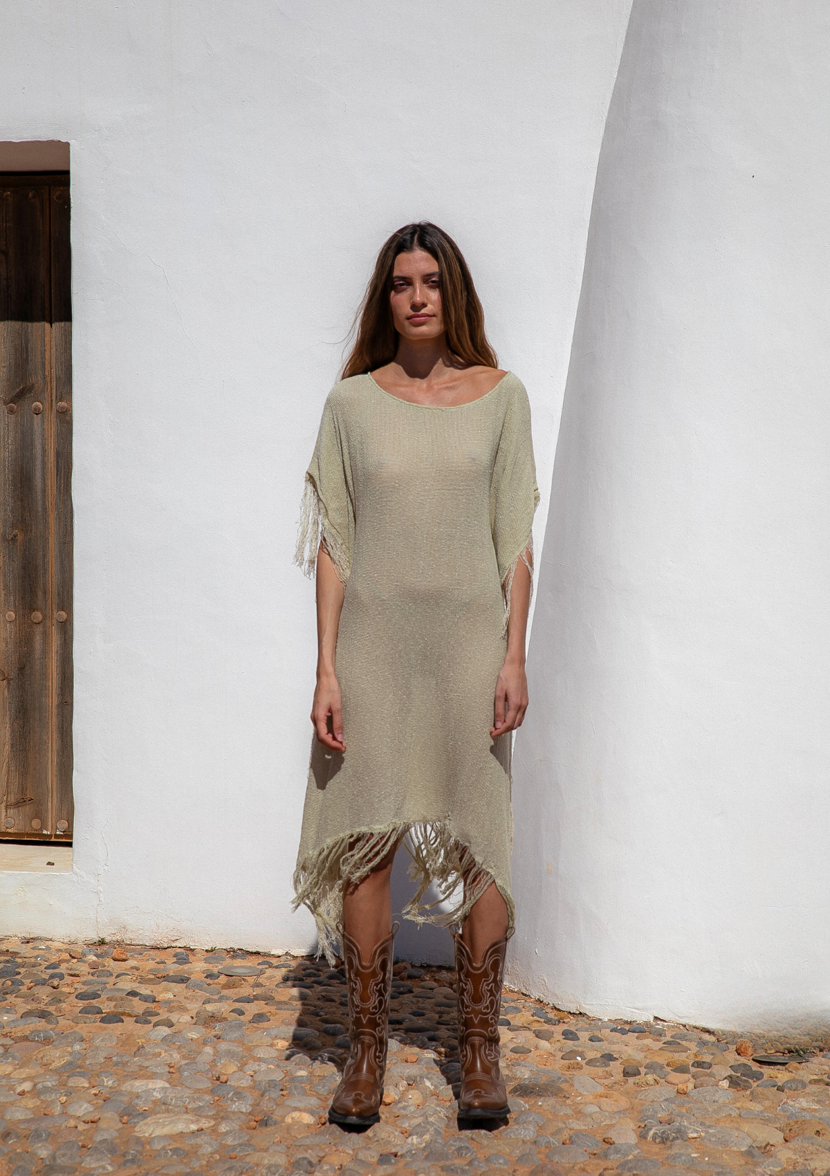 AURA KAFTAN DRESS- BONE WHITE
