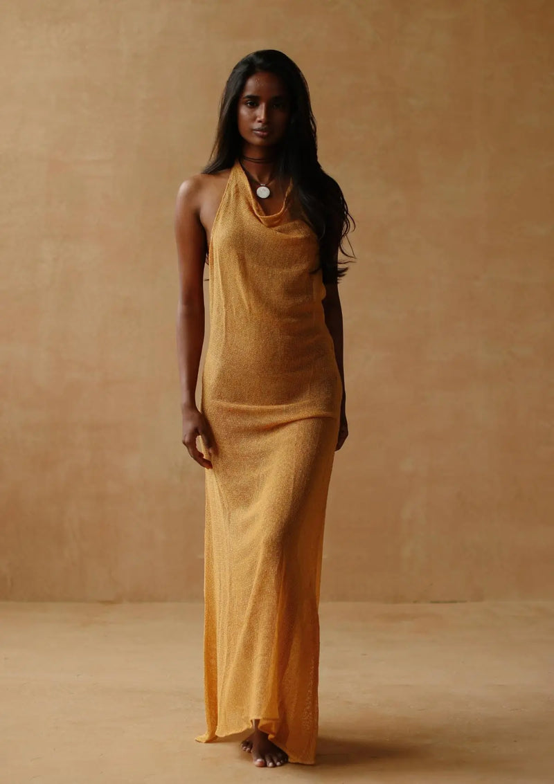 MARA HALTER  DRESS- GOLDEN APRICOT